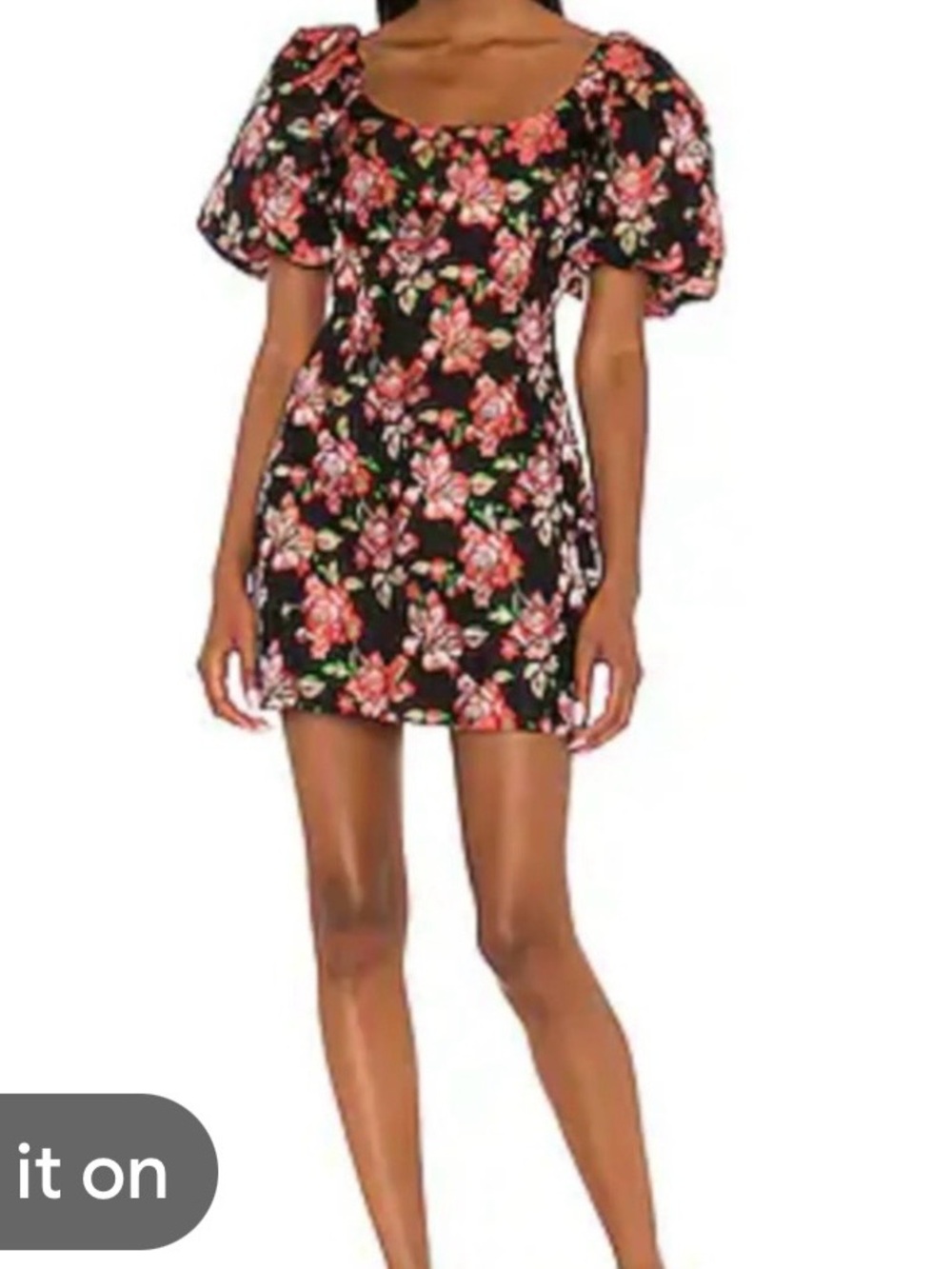 NWOT MINKPINK Black Mini Dress with Pink Floral Print